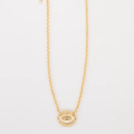 15" 18K Gold Plated Dainty Concho Necklace