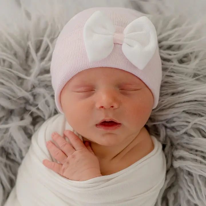 ILYBEAN Pink Hat With Small White Bow Hospital Hat