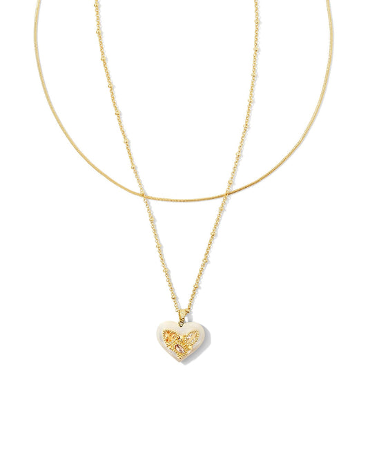 Penny Gold Heart Multi Strand Necklace