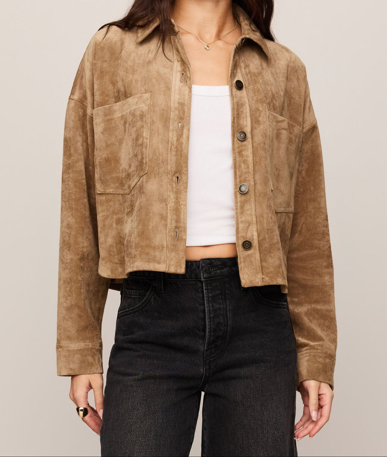All Day Cropped Suede Jacket