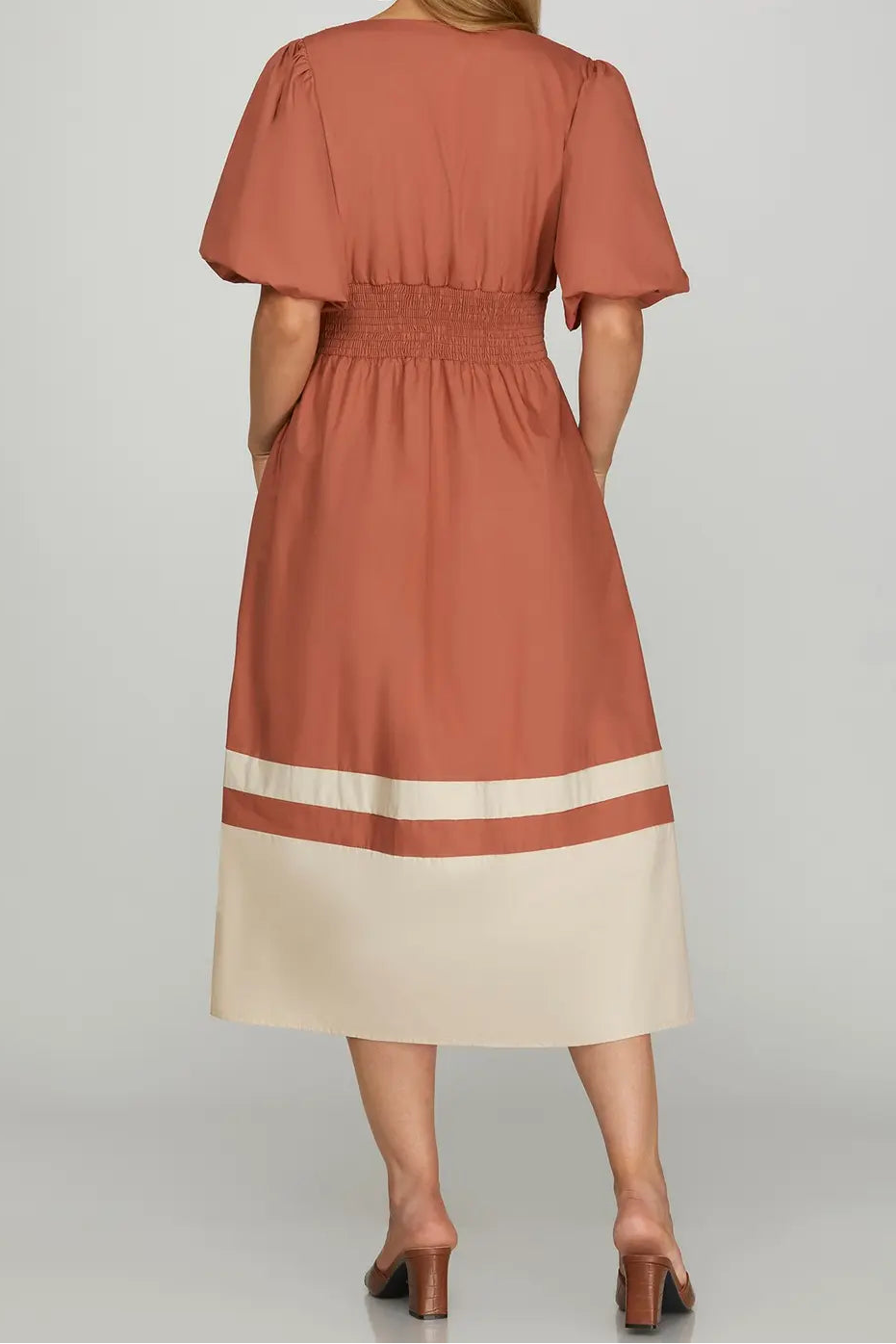 Fall Color Block Midi Dress