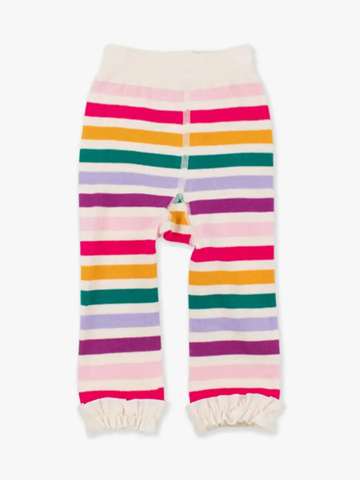 Girls Colorful Rainbow Stripe Patterned Footless Ruffle Tights - Brazos Avenue Market 