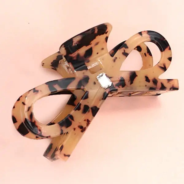 Large Bow Ribbon Rhinestone Hair Claw Clips