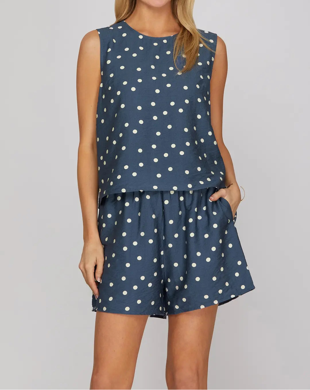 Blue Polka Dot Short Set - Brazos Avenue Market 