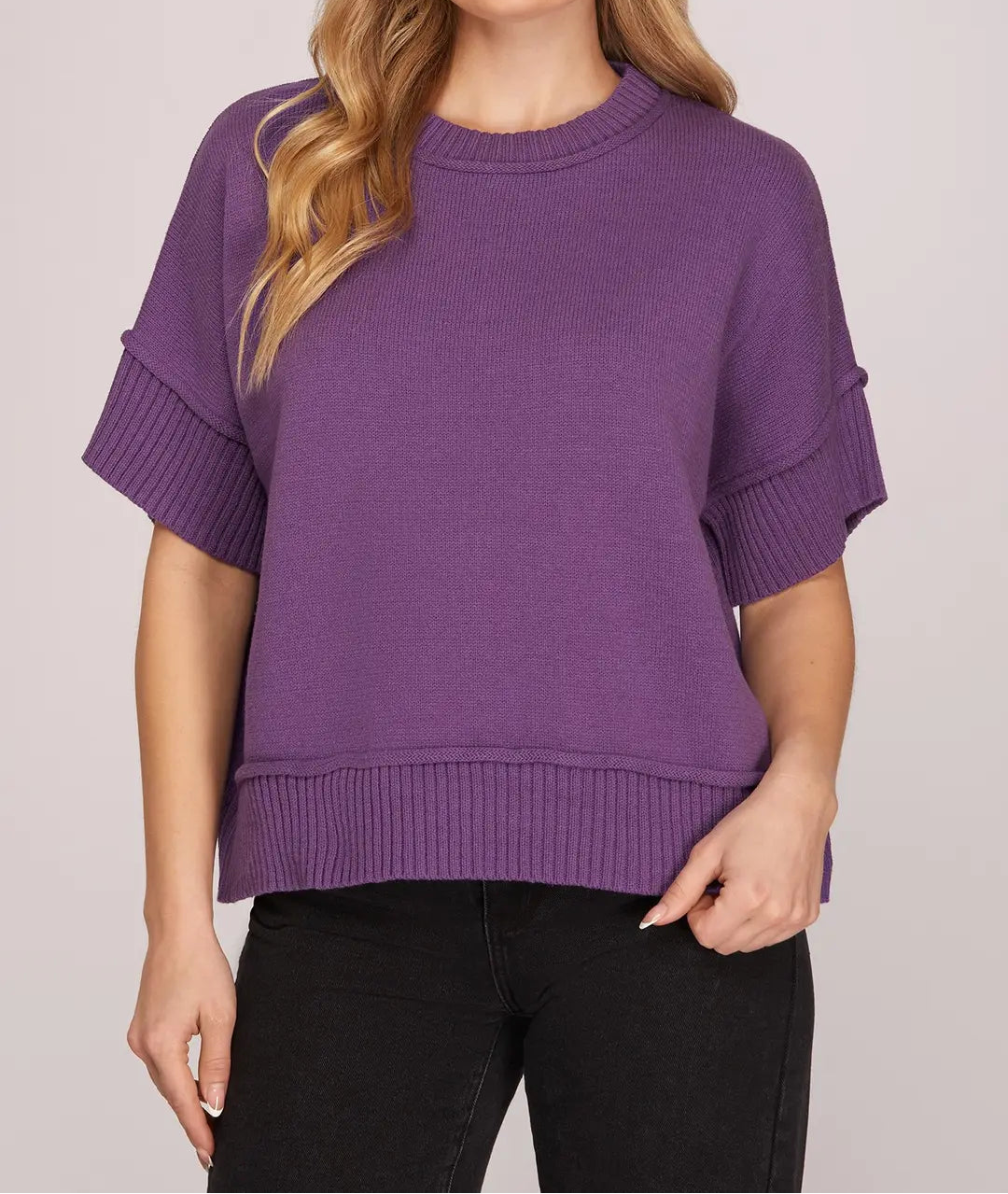 Purple Drop Half Sleeve Sweater