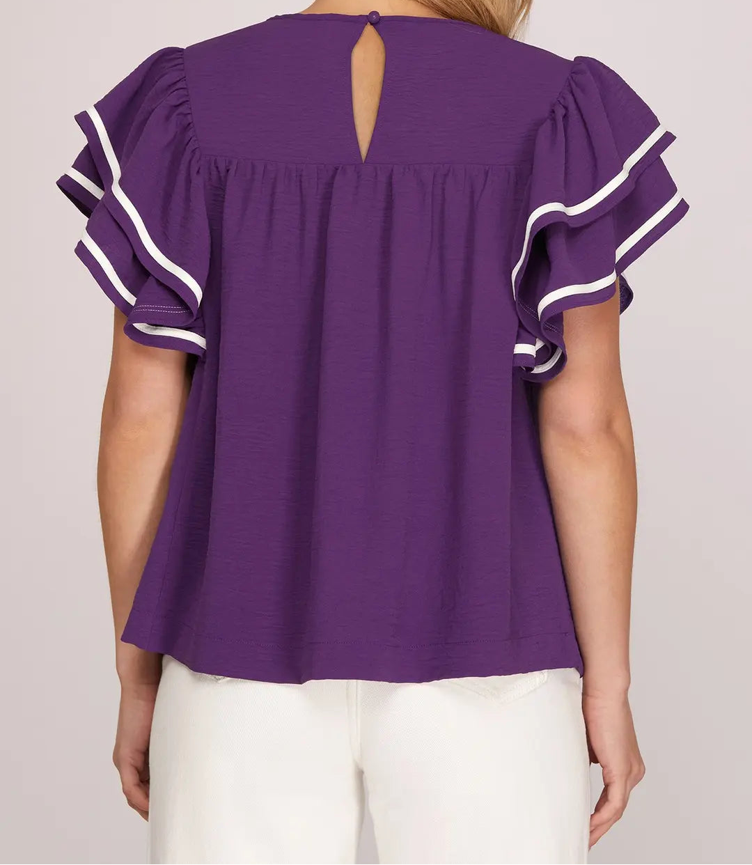 Purple Ruffle Sleeve Top