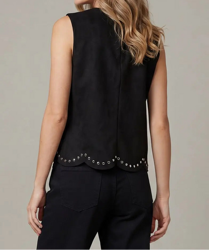 Studded Faux Suede Top