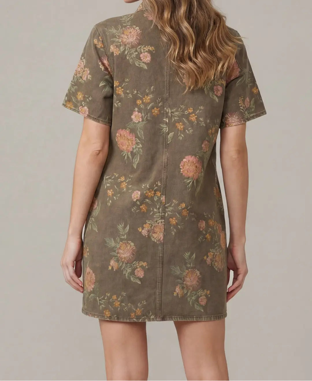 Mocha Floral Print Mini Dress