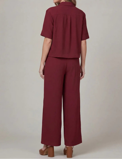 Burgundy Short Sleeve Pant Set