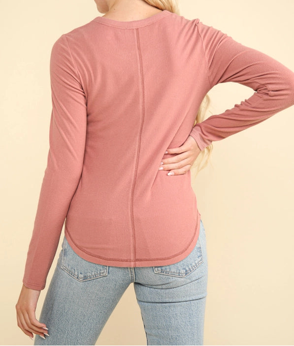 Soft Brushed Solid Knit Casual Top - Brazos Avenue Market 
