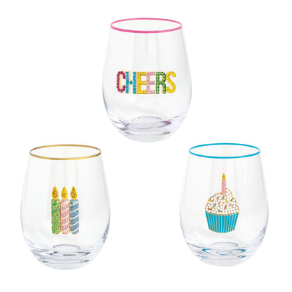 Beaded Birthday Wine Glass