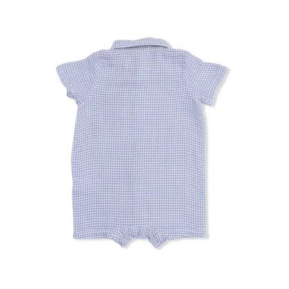 Micro Gingham Blue Blizzard - Polo Shortie - Brazos Avenue Market 