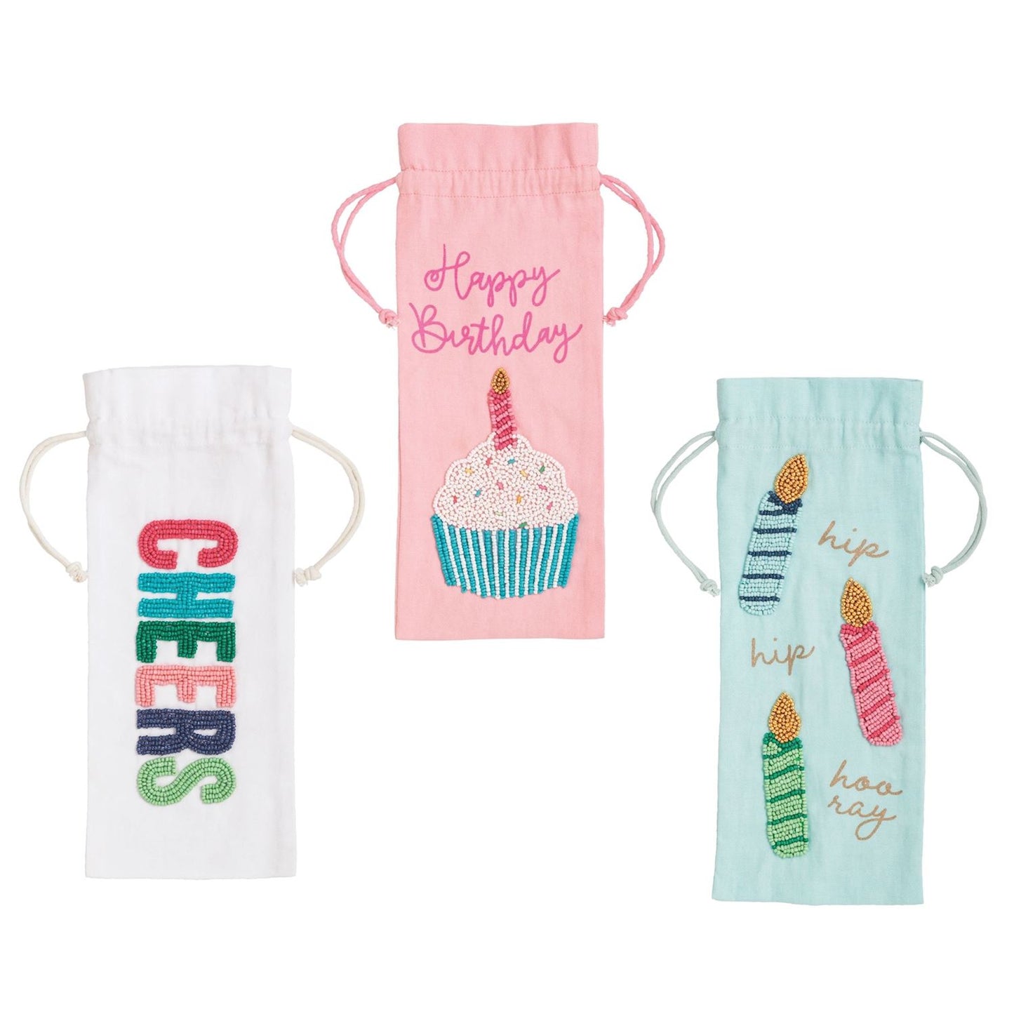 Beaded Birthday Wine Bags