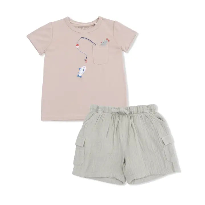 Gone Fishing - Crew Neck Tee with Cargo Short - Brazos Avenue Market 