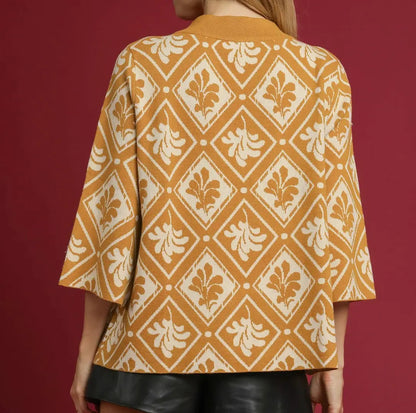Abstract Print Mock Neck Sweater - Brazos Avenue Market 