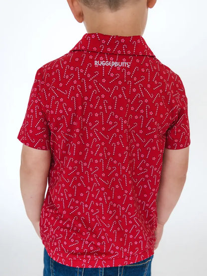 Boys Tiny Candy Canes Knit Short Sleeve Performance Polo - Brazos Avenue Market 