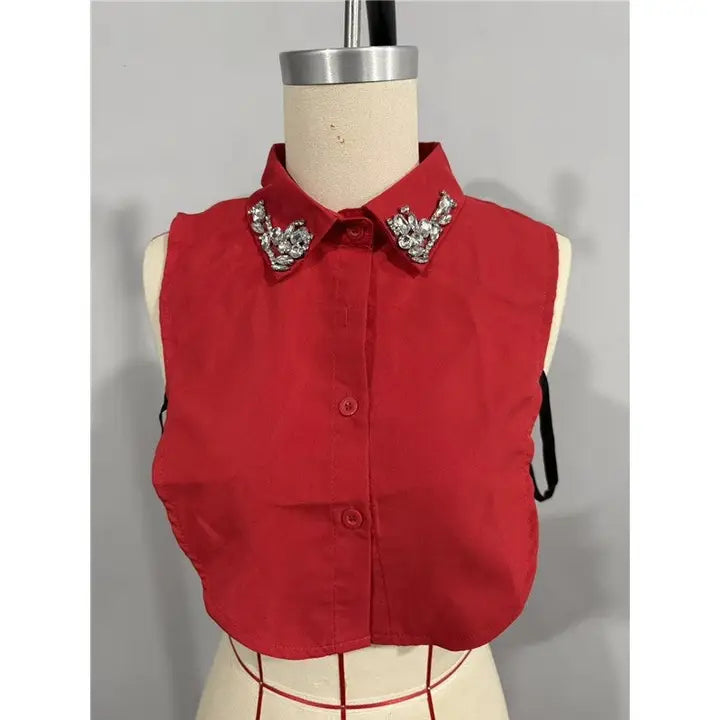 Diamond Studded Detachable Shirt Collar - Brazos Avenue Market 