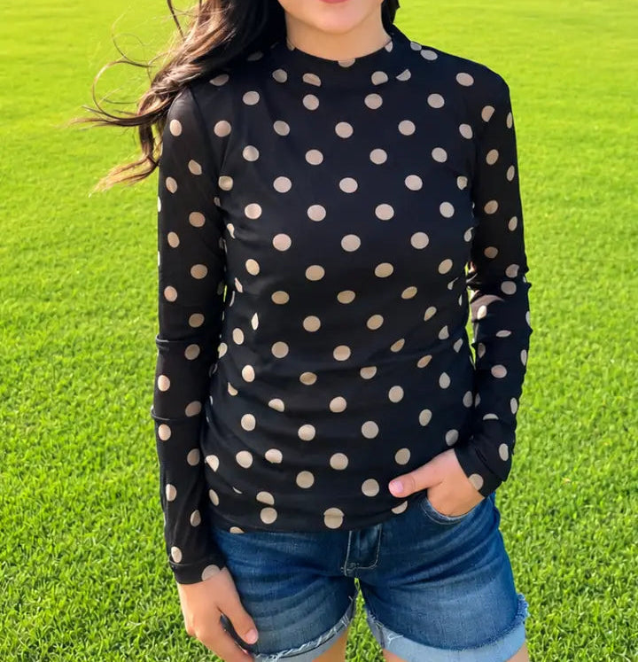 Kickoff Season Black and Gold Mesh Top