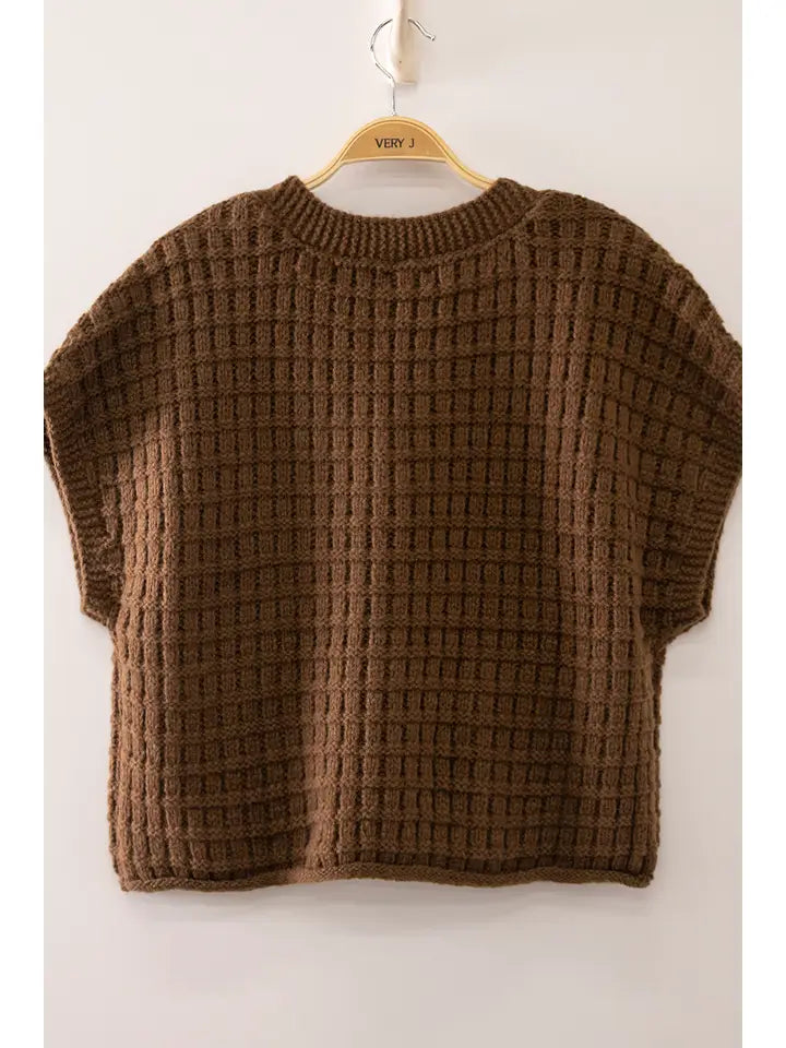 Waffle Texture Crop Cardigan