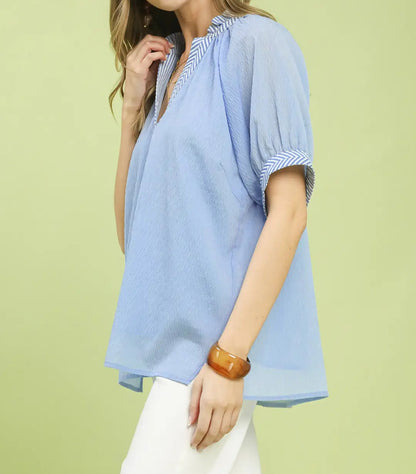 The Easy Like Sunday Blue Top - Brazos Avenue Market 