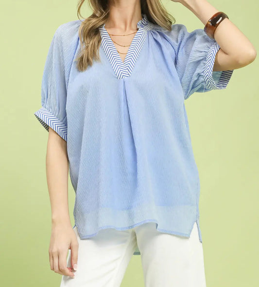 The Easy Like Sunday Blue Top - Brazos Avenue Market 