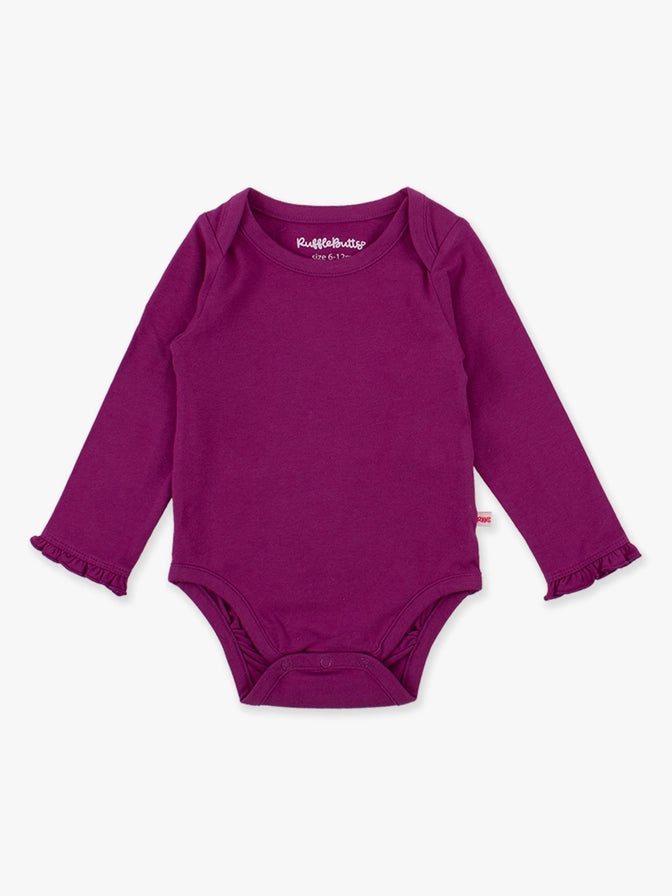 Baby Girls Plum Tart Knit Long Sleeve Ruffle Bodysuit - Brazos Avenue Market 