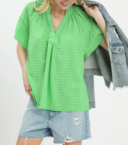 Green Ruffle Sleeve Top