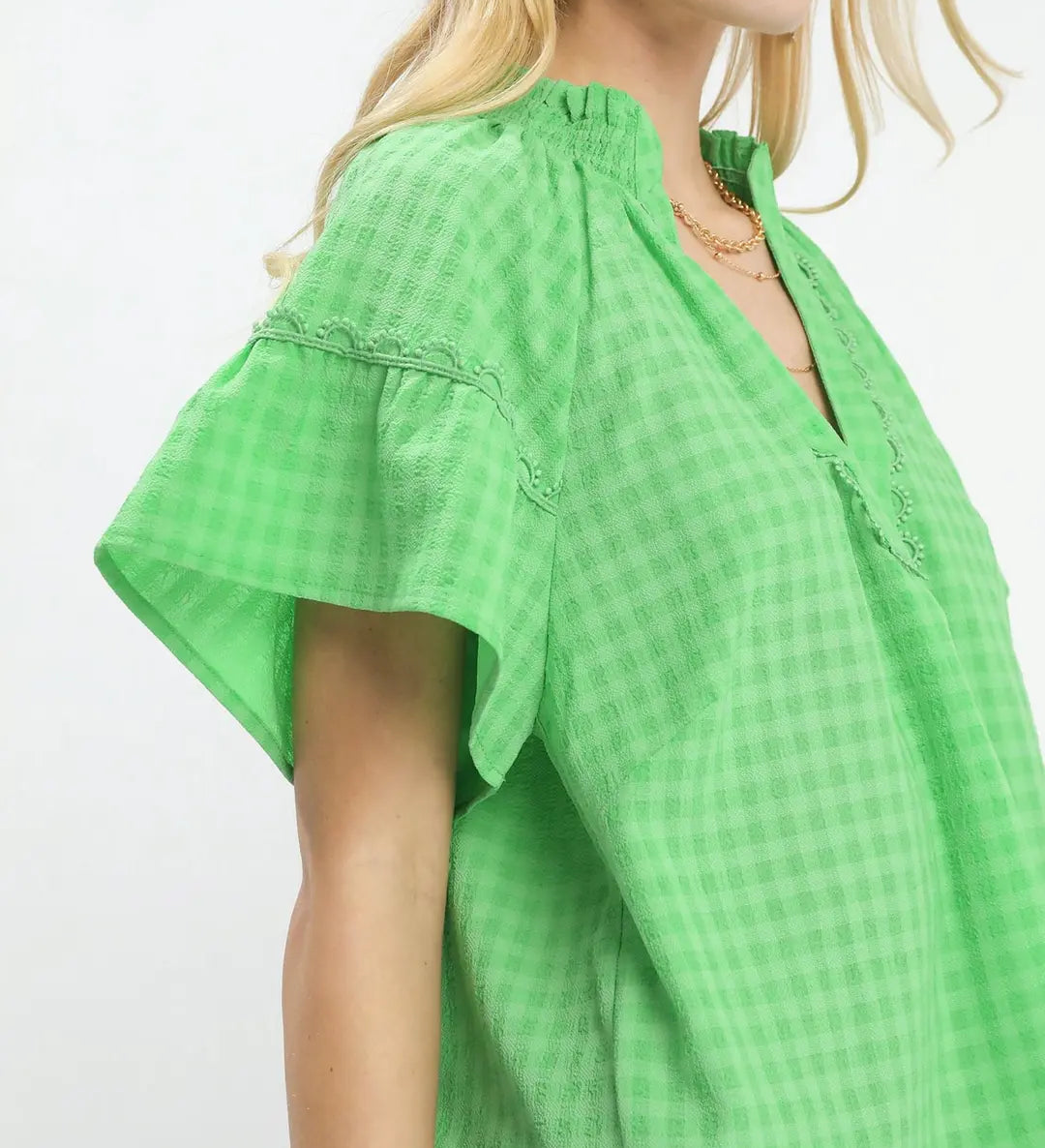 Green Ruffle Sleeve Top