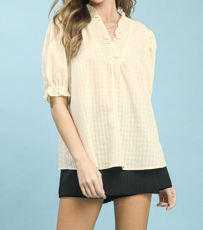 Textured Gingham Top - Brazos Avenue Market 