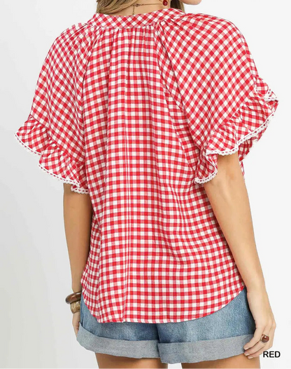 Gingham Ruffle Top