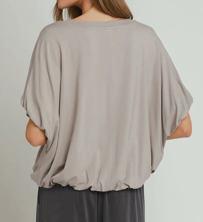 BAMBOO FIBER Double Lined Bubble Sleeve & Hem Top