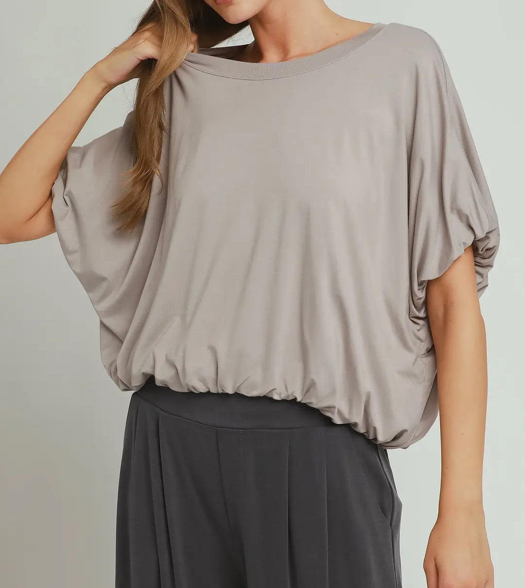 BAMBOO FIBER Double Lined Bubble Sleeve & Hem Top