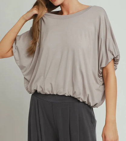 BAMBOO FIBER Double Lined Bubble Sleeve & Hem Top
