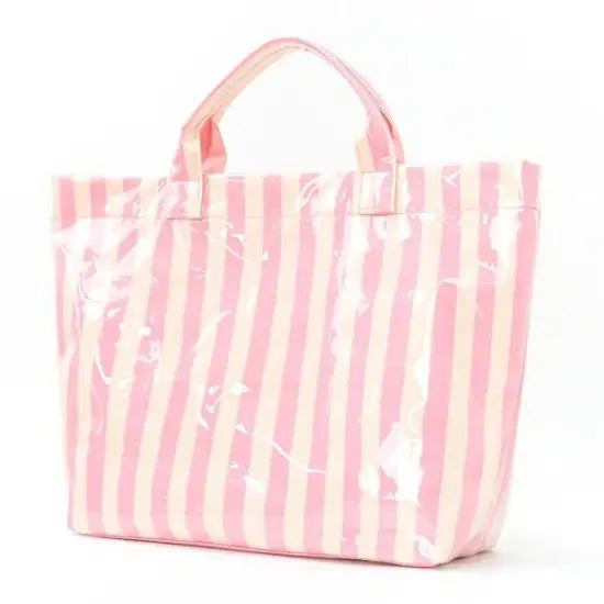 Large Striped Vinyl Tote Bags
