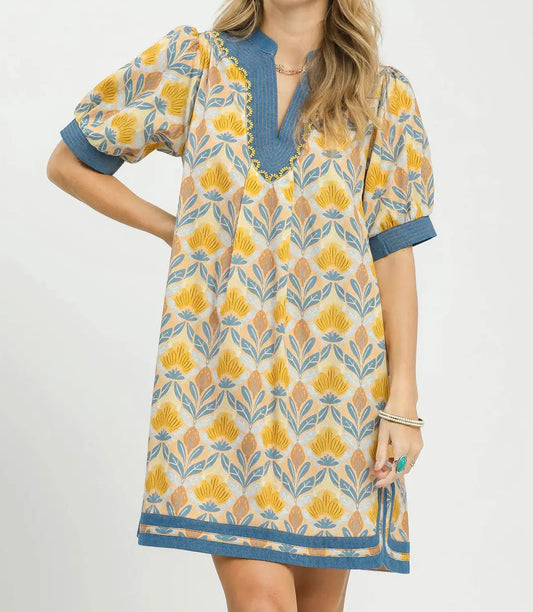 Mix Tile Print Dress - Brazos Avenue Market 