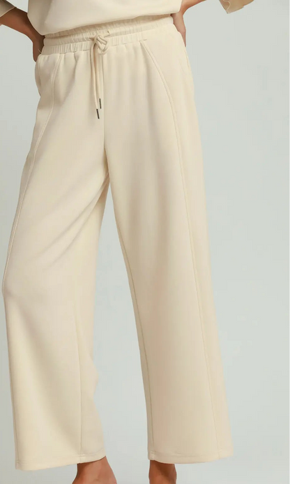 Wide Leg Pants with Elastic Waistband & Drawstring