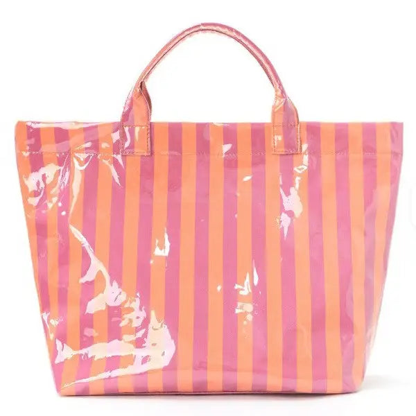 Large Striped Vinyl Tote Bags