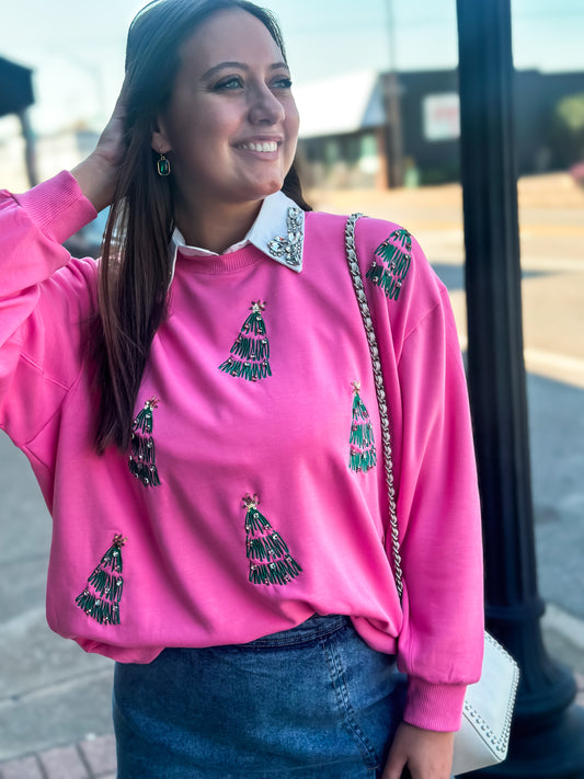 Sarah Sweatshirt Green Trees - Brazos Avenue Market 