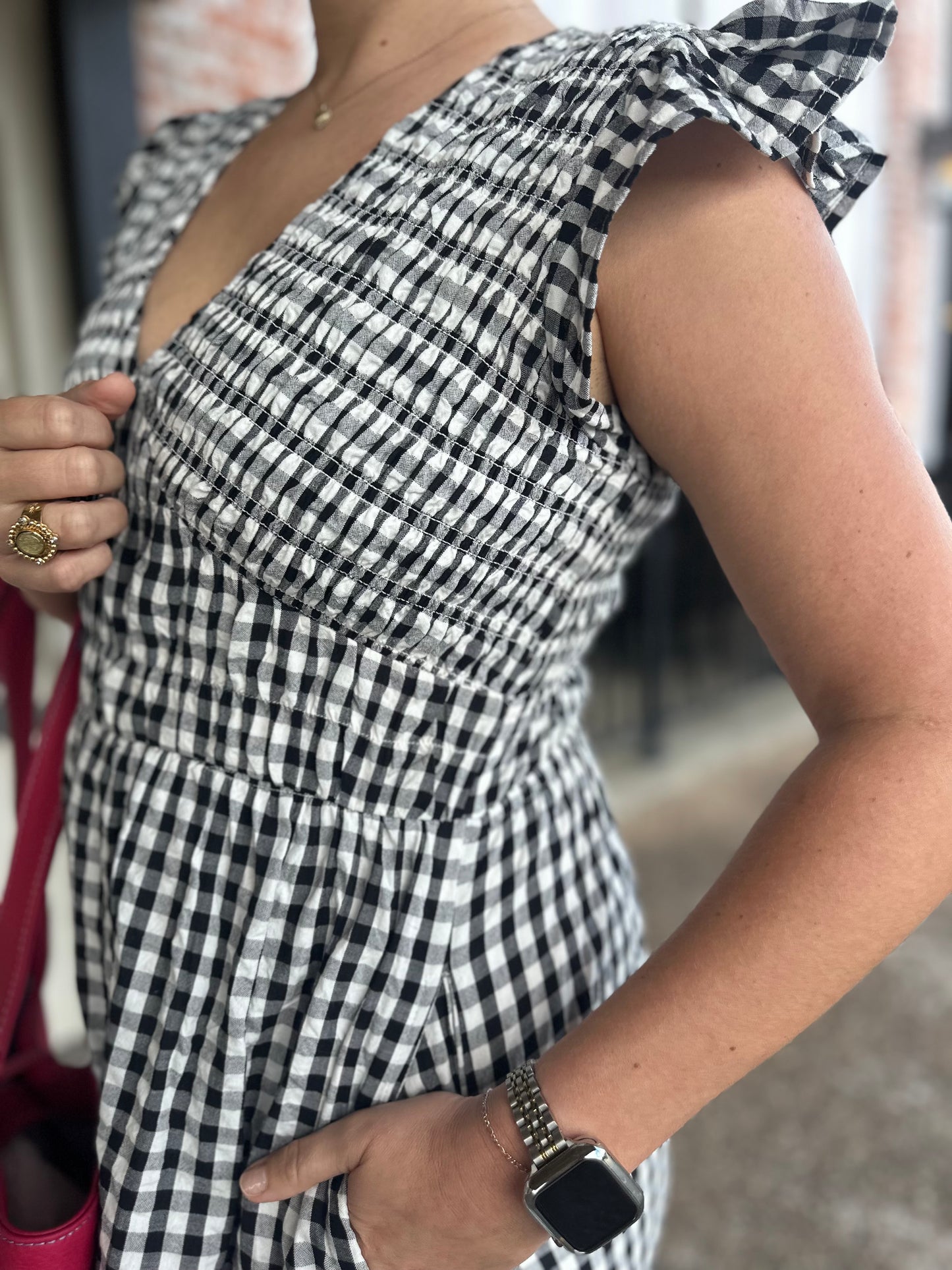 black and white gingham midi dress Black & White Gingham Midi Dress M