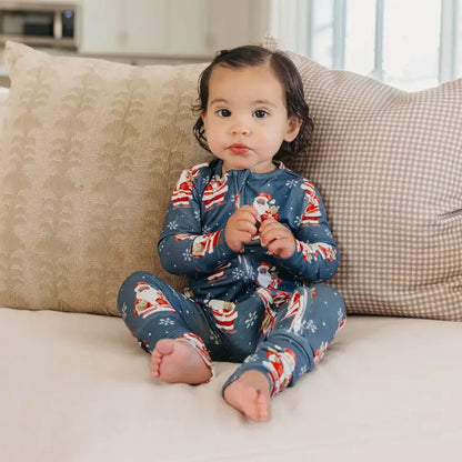 Bamboo Convertible Zip-Up Footie Pajama - Santa Claus