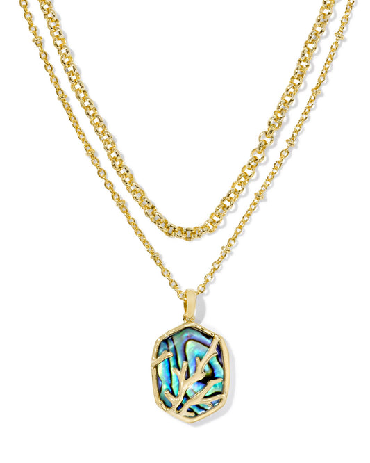 Daphne Gold Coral Frame Multi Strand Necklace
