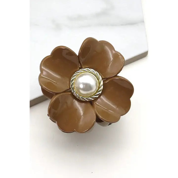 Pearl Flower Hair Claw Clips
