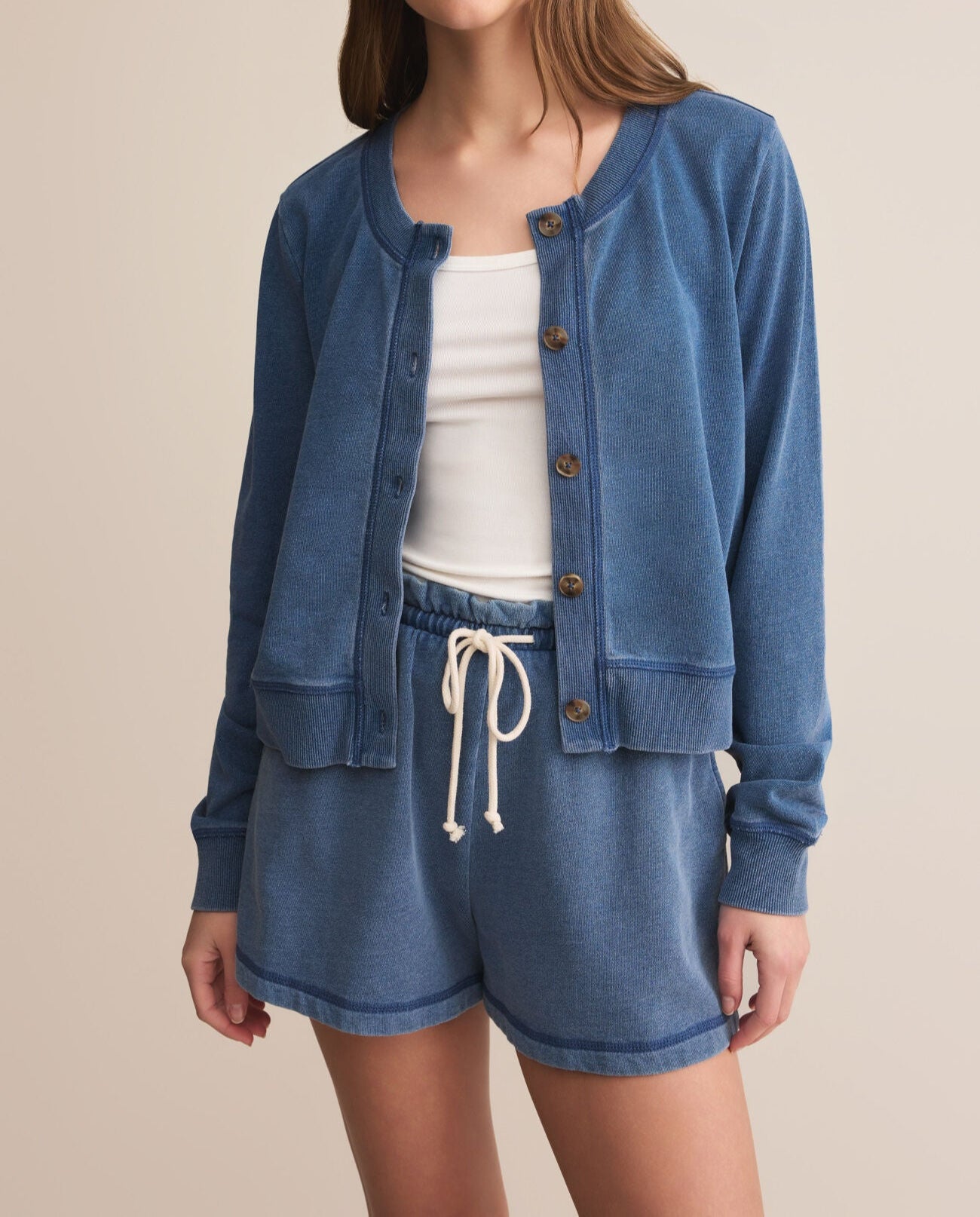 Daily Knit Denim Cardigan - Brazos Avenue Market 