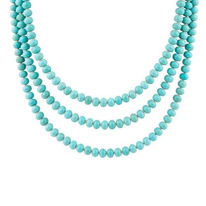 Blue Turquoise Magnesite Golden Necklace - Brazos Avenue Market 