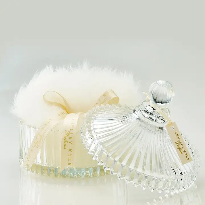 Shelley Kyle Large Powder Puff with Crystal Dish