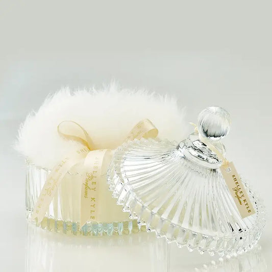Shelley Kyle Large Powder Puff with Crystal Dish