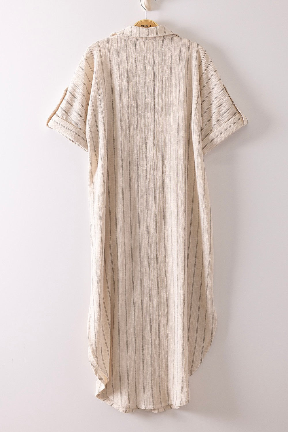 Striped Linen Midi Button Down Shirt Dress - Brazos Avenue Market 