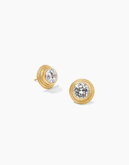 Sparkle Stud Earrings Gold Crystal