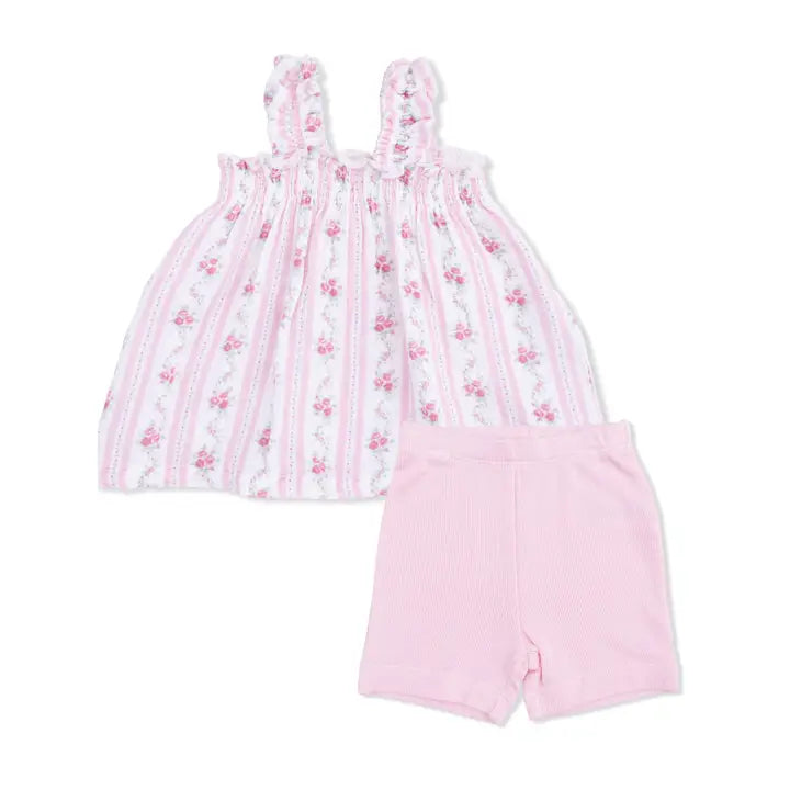 Winding Roses Stripe - Ruffly Strap Top and Bike Short - Brazos Avenue Market 