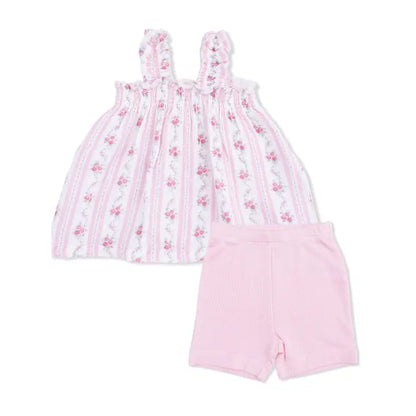 Winding Roses Stripe - Ruffly Strap Top and Bike Short - Brazos Avenue Market 